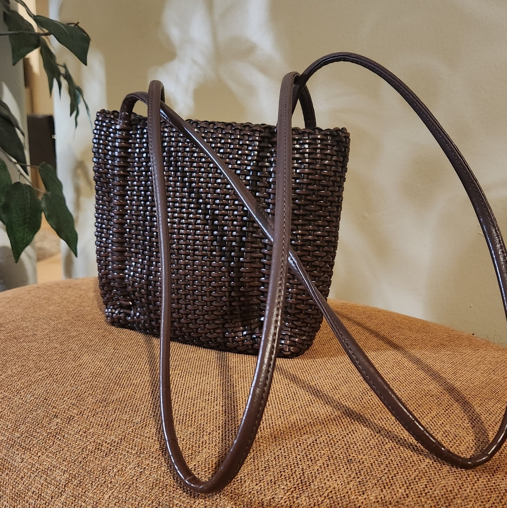 Small Leather Woven Shoulder Bag